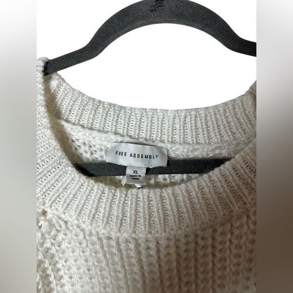 Free Assembly Women’s White Chunky Knit Sweater XL Long Sleeve Pullover - Picture 2 of 7